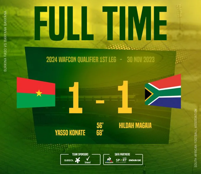 Burkina Faso Holds South Africa To 1 1 Draw In Women S 2024 AFCON Qualifier   CAN Feminine 2024 Resultat Burkina Faso Vs Afrique Du Sud 